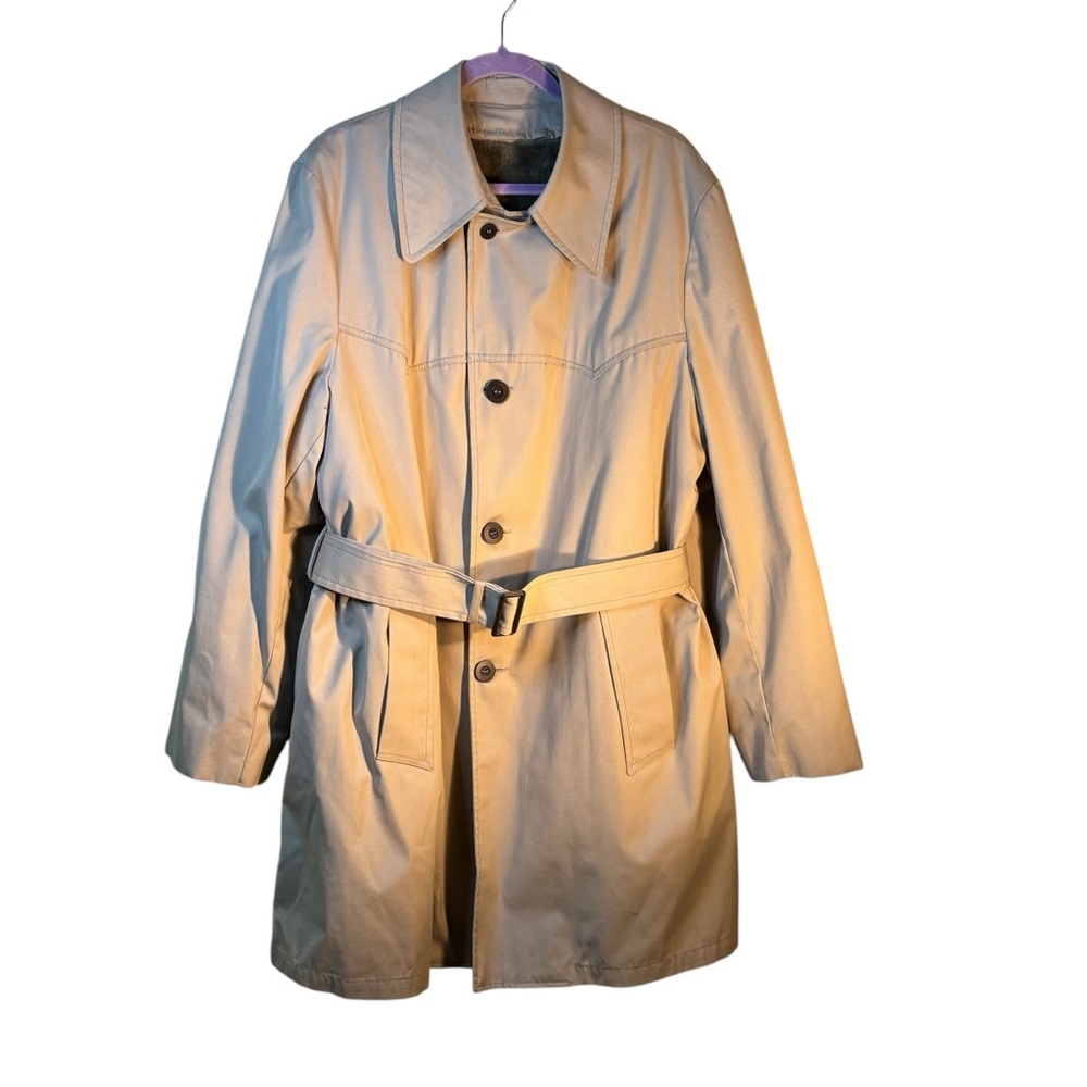 Clipper Mist All Weather Men’s Trench Coat‎ Removable Faux Fur Lining Sz 42 Long